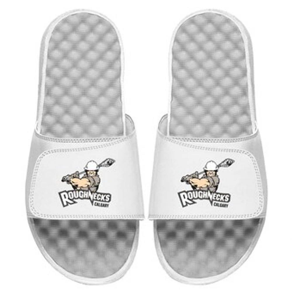Men's ISlide White Calgary Roughnecks Primary Logo Slide Sandals