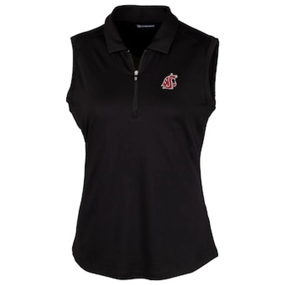 Women's Cutter & Buck Black Washington State Cougars Forge Sleeveless Polo