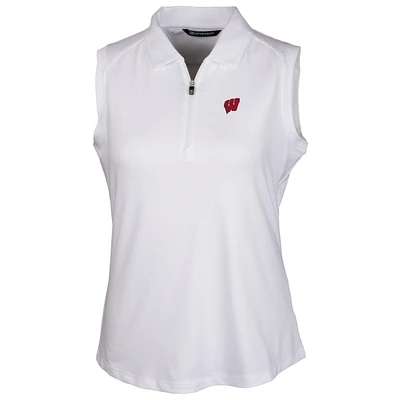 Women's Cutter & Buck White Wisconsin Badgers Forge Sleeveless Polo