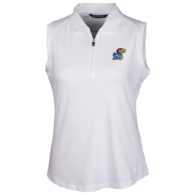 Women's Cutter & Buck White Kansas Jayhawks Forge Sleeveless Polo