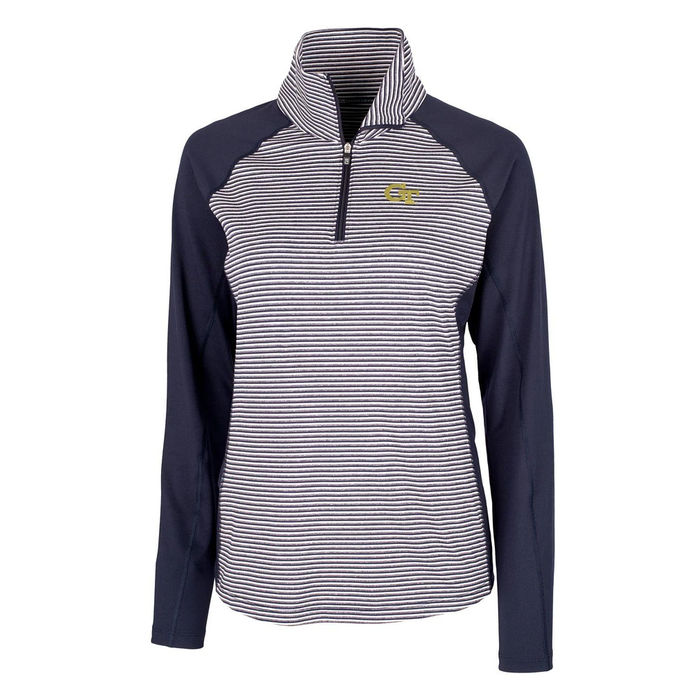 Women's Cutter & Buck Navy Georgia Tech Yellow Jackets Forge Tonal Half-Zip Pullover Jacket