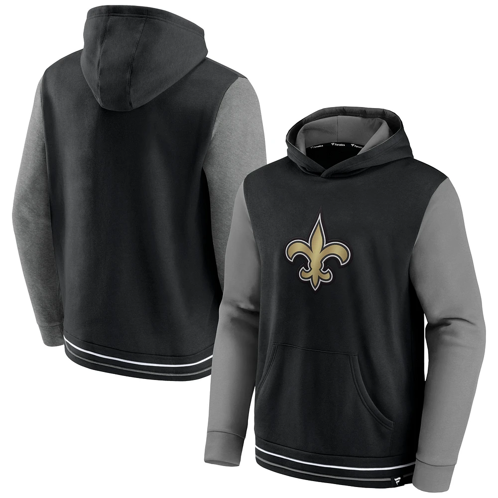 Men's Fanatics Black/Gray New Orleans Saints Block Party Pullover Hoodie