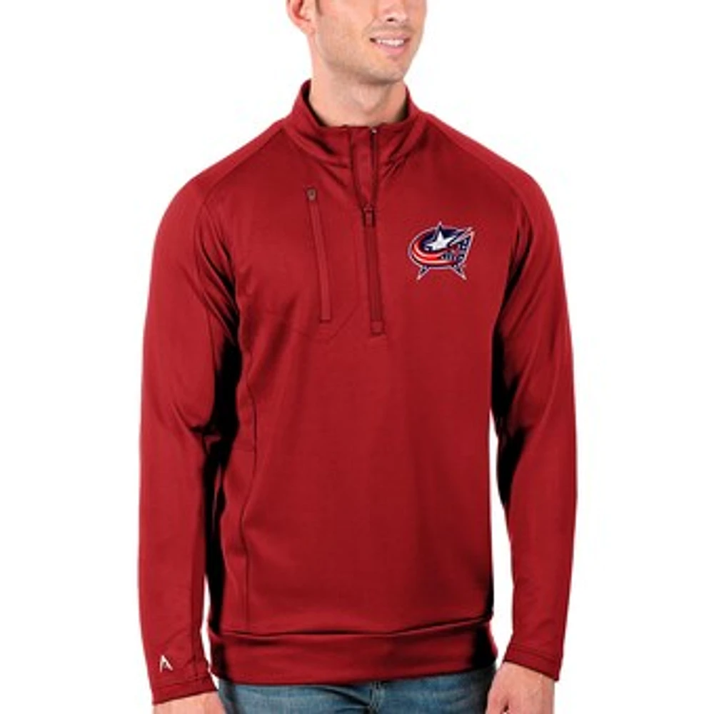 Men's Antigua Red Columbus Blue Jackets Generation Quarter-Zip Pullover Jacket
