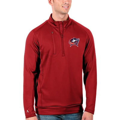 Men's Antigua Red Columbus Blue Jackets Generation Quarter-Zip Pullover Jacket