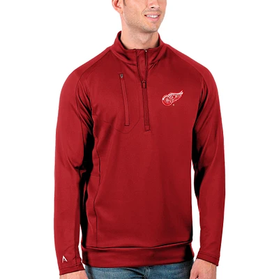 Men's Antigua Red Detroit Wings Generation Quarter-Zip Pullover Jacket