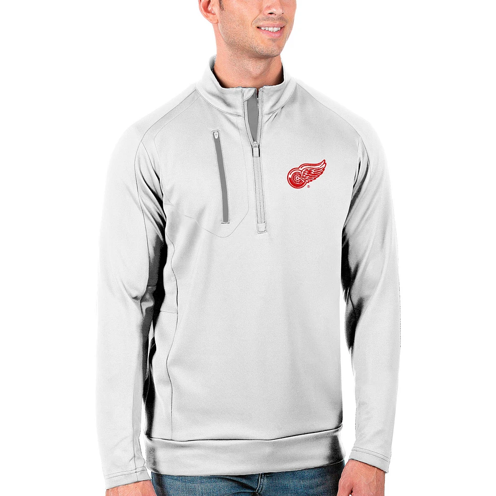 Men's Antigua White/Silver Detroit Red Wings Generation Quarter-Zip Pullover Jacket