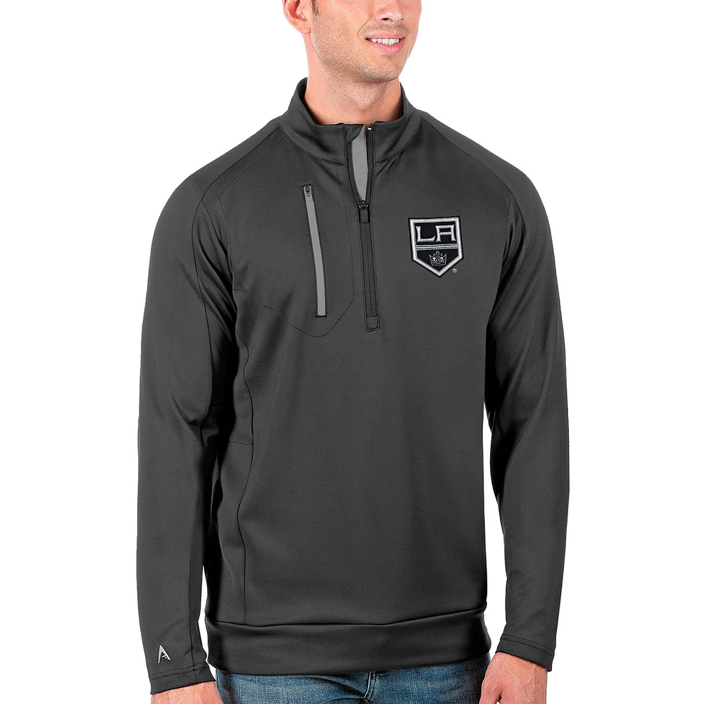 Men's Antigua Charcoal/Silver Los Angeles Kings Generation Quarter-Zip Pullover Jacket