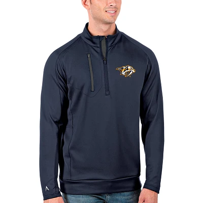 Men's Antigua Navy/Charcoal Nashville Predators Generation Quarter-Zip Pullover Jacket
