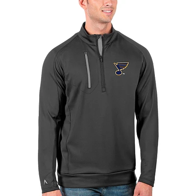 Men's Antigua Charcoal/Silver St. Louis Blues Generation Quarter-Zip Pullover Jacket