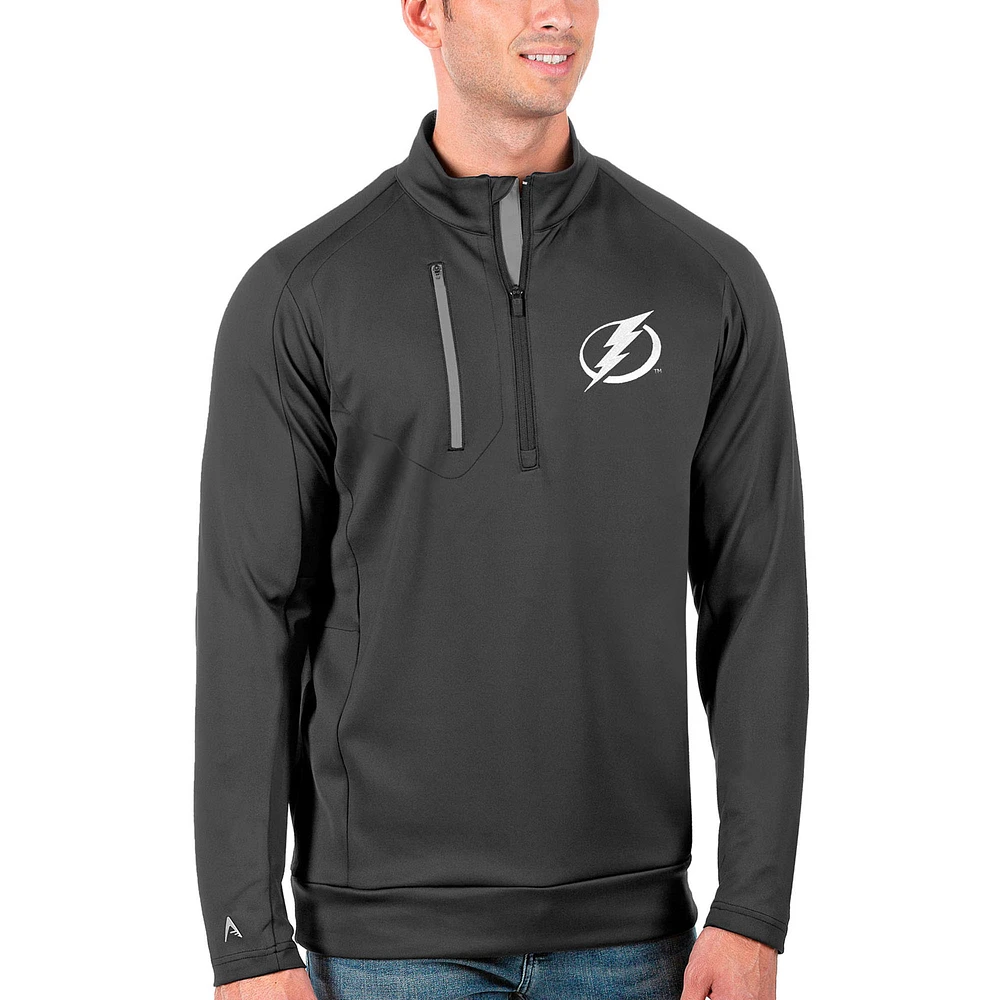 Men's Antigua Charcoal/Silver Tampa Bay Lightning Generation Quarter-Zip Pullover Jacket