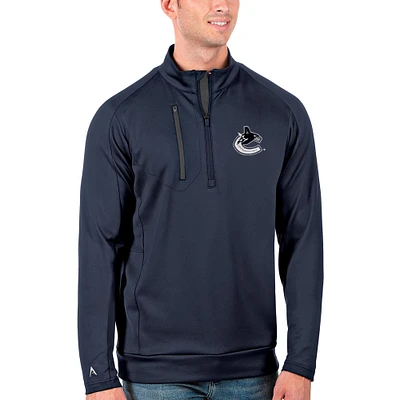 Men's Antigua Navy/Charcoal Vancouver Canucks Generation Quarter-Zip Pullover Jacket