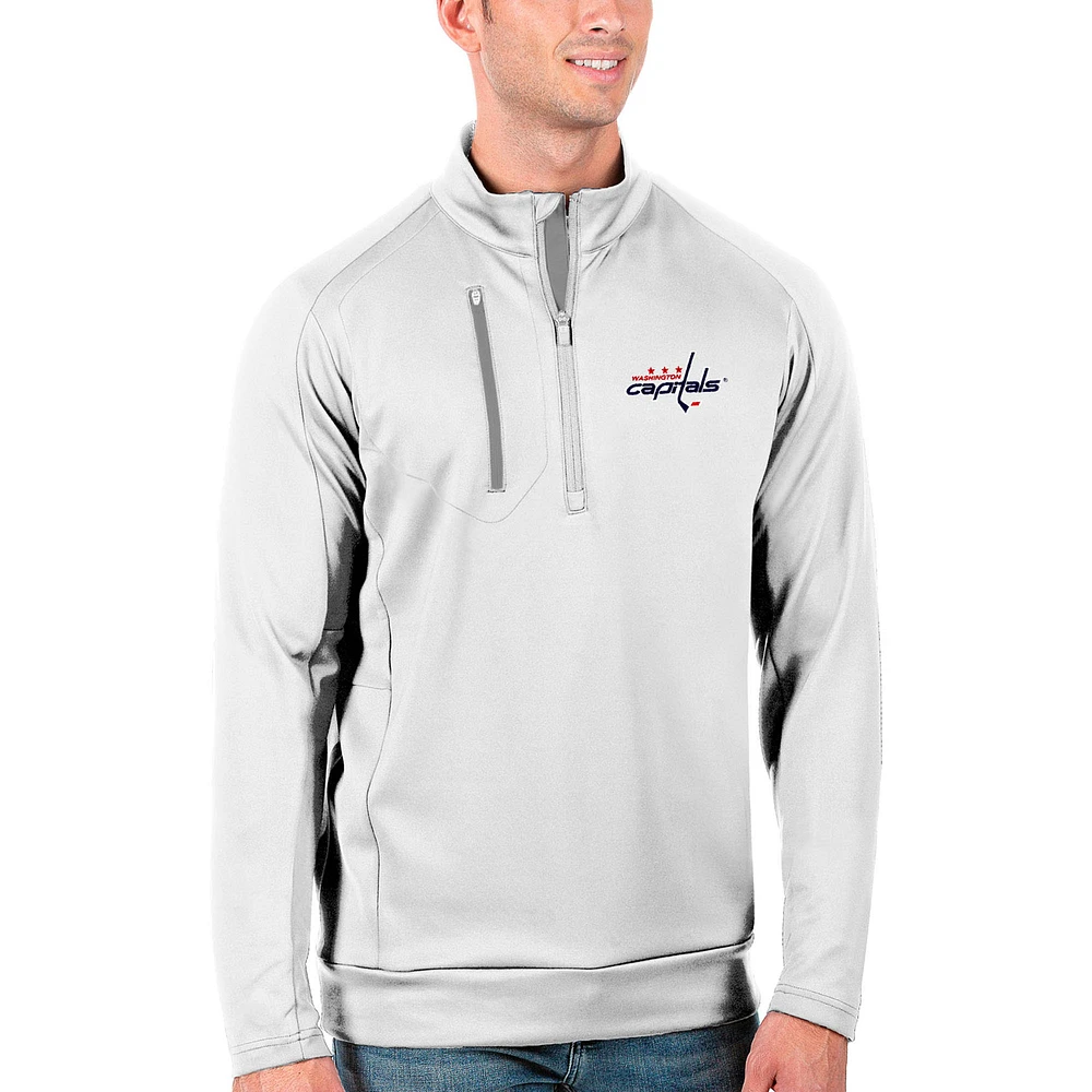 Men's Antigua White/Silver Washington Capitals Generation Quarter-Zip Pullover Jacket