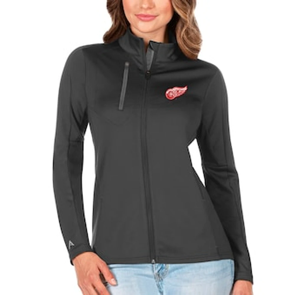 Women's Antigua Charcoal/Silver Detroit Red Wings Generation Full-Zip Pullover Jacket