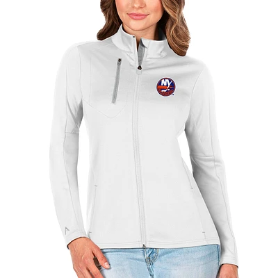 Women's Antigua White/Silver New York Islanders Generation Full-Zip Pullover Jacket