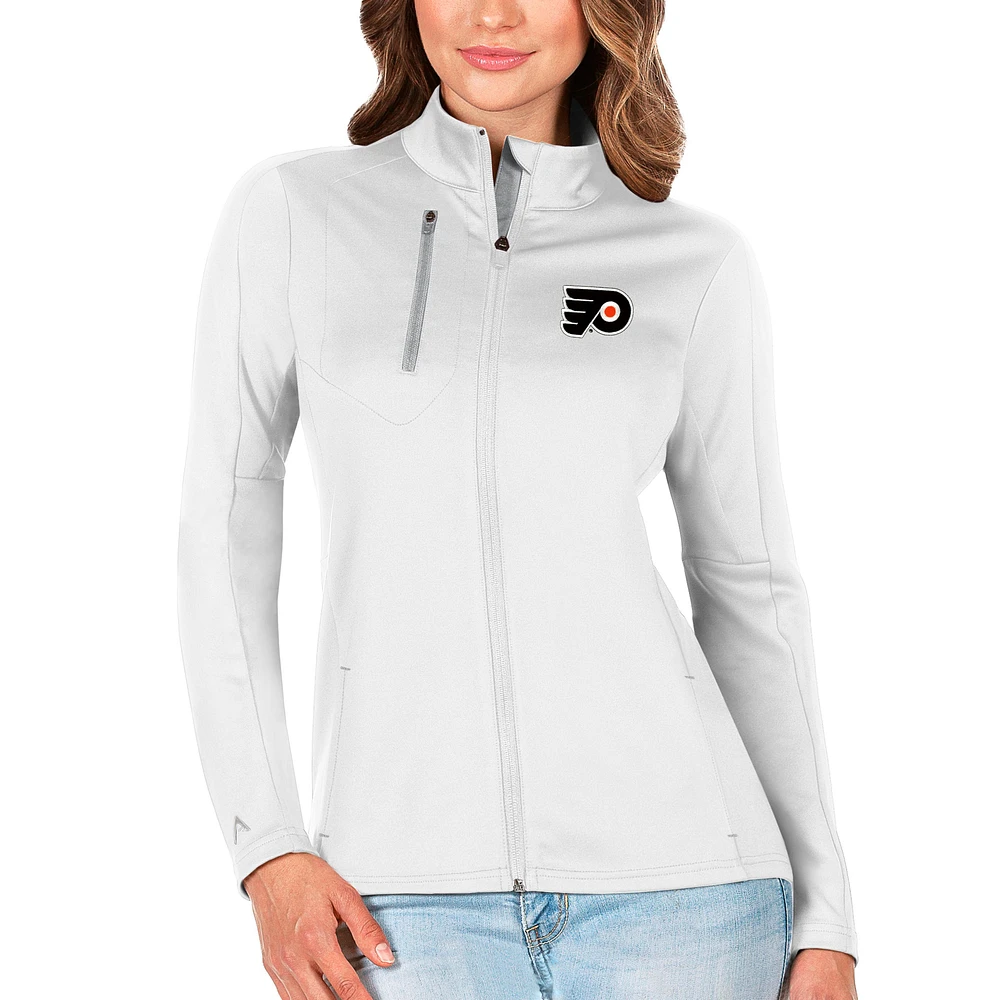 Women's Antigua White/Silver Philadelphia Flyers Generation Full-Zip Pullover Jacket