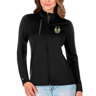 Women's Antigua Black Milwaukee Bucks Generation Full-Zip Jacket