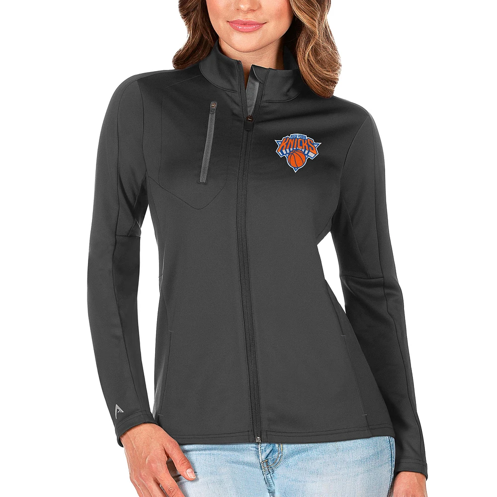 Women's Antigua Gray New York Knicks Generation Full-Zip Jacket