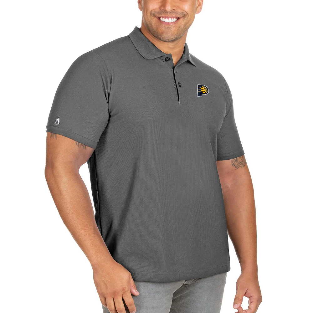 Men's Antigua Gray Indiana Pacers Big & Tall Legacy Pique Polo