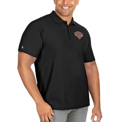Men's Antigua Black New York Knicks Big & Tall Legacy Pique Polo