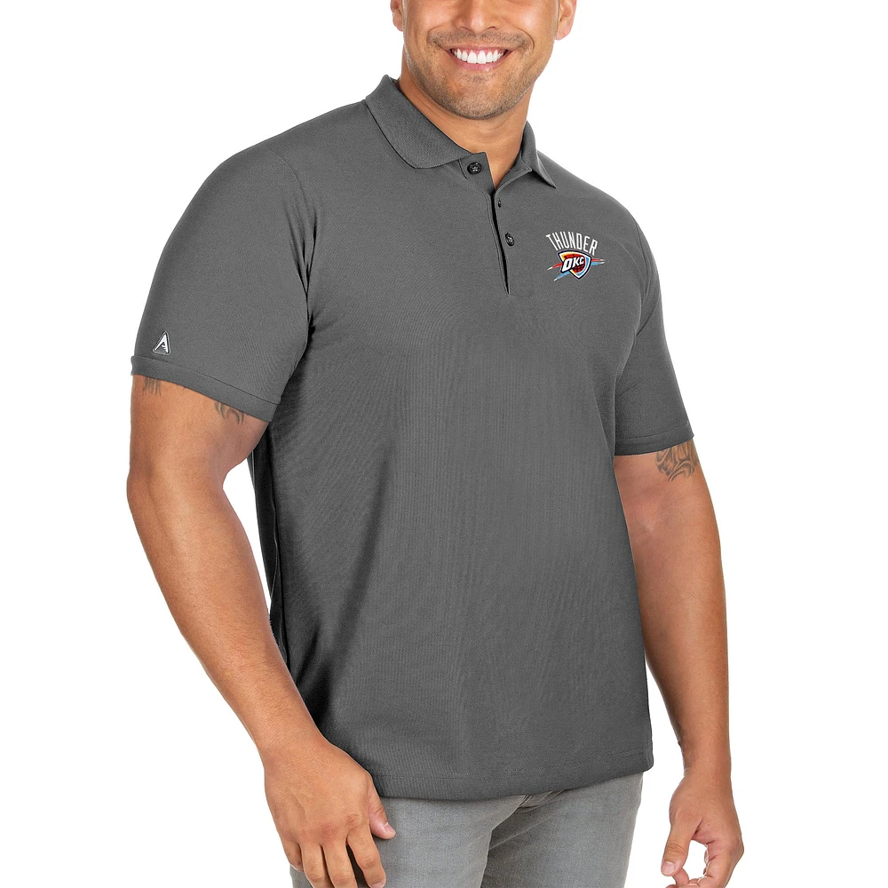 Men's Antigua Gray Oklahoma City Thunder Big & Tall Legacy Pique Polo