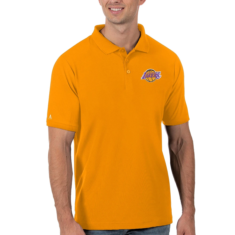 Men's Antigua Gold Los Angeles Lakers Legacy Pique Polo