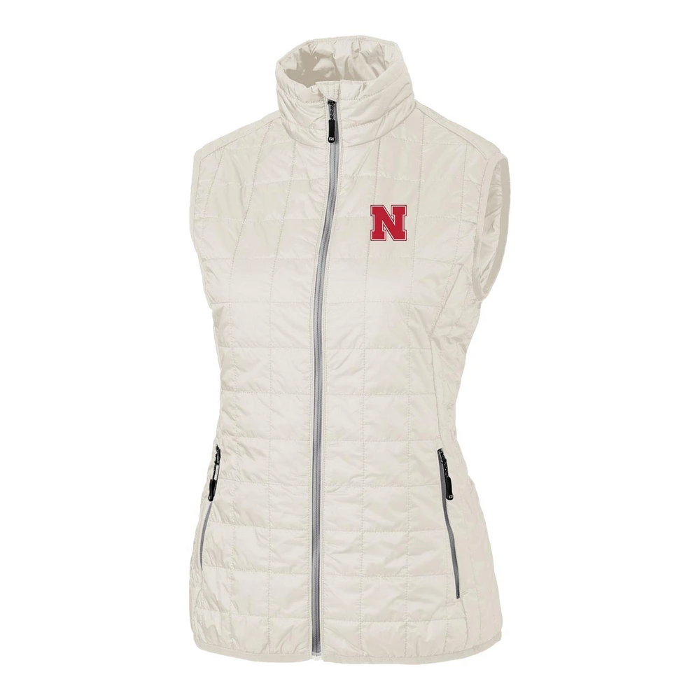 Women's Cutter & Buck Cream Nebraska Huskers Rainer Full-Zip Vest
