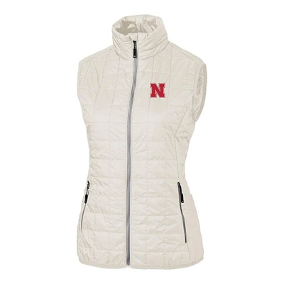 Women's Cutter & Buck Cream Nebraska Huskers Rainer Full-Zip Vest