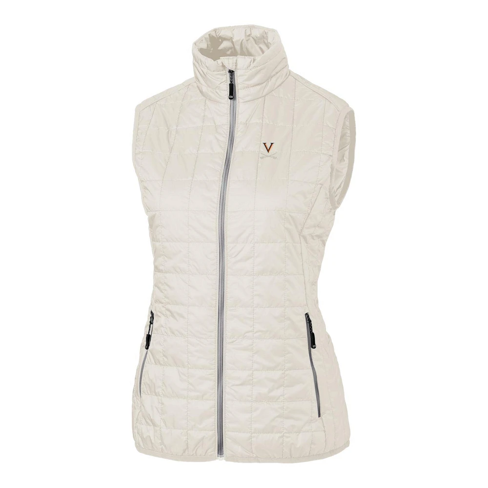 Women's Cutter & Buck Cream Virginia Cavaliers Rainer Full-Zip Vest