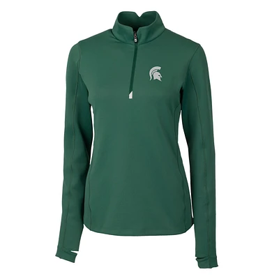 Women's Cutter & Buck Green Michigan State Spartans Traverse Half-Zip Pullover Jacket