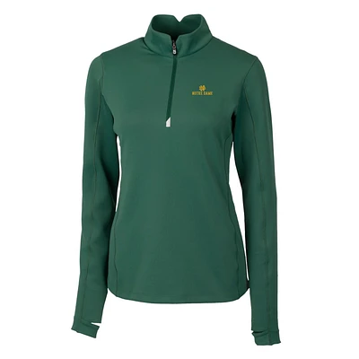 Women's Cutter & Buck Green Notre Dame Fighting Irish Traverse Half-Zip Pullover Jacket