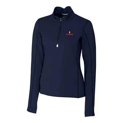Women's Cutter & Buck Navy Illinois Fighting Illini Traverse Half-Zip Pullover Jacket