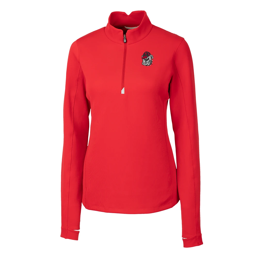 Women's Cutter & Buck Red Georgia Bulldogs Traverse Half-Zip Pullover Jacket