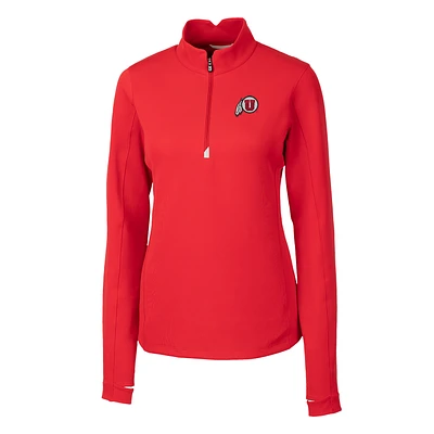 Women's Cutter & Buck Red Utah Utes Traverse Half-Zip Pullover Jacket
