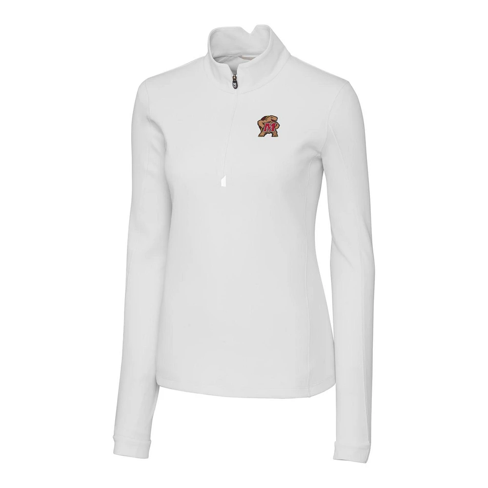 Women's Cutter & Buck White Maryland Terrapins Traverse Half-Zip Pullover Jacket