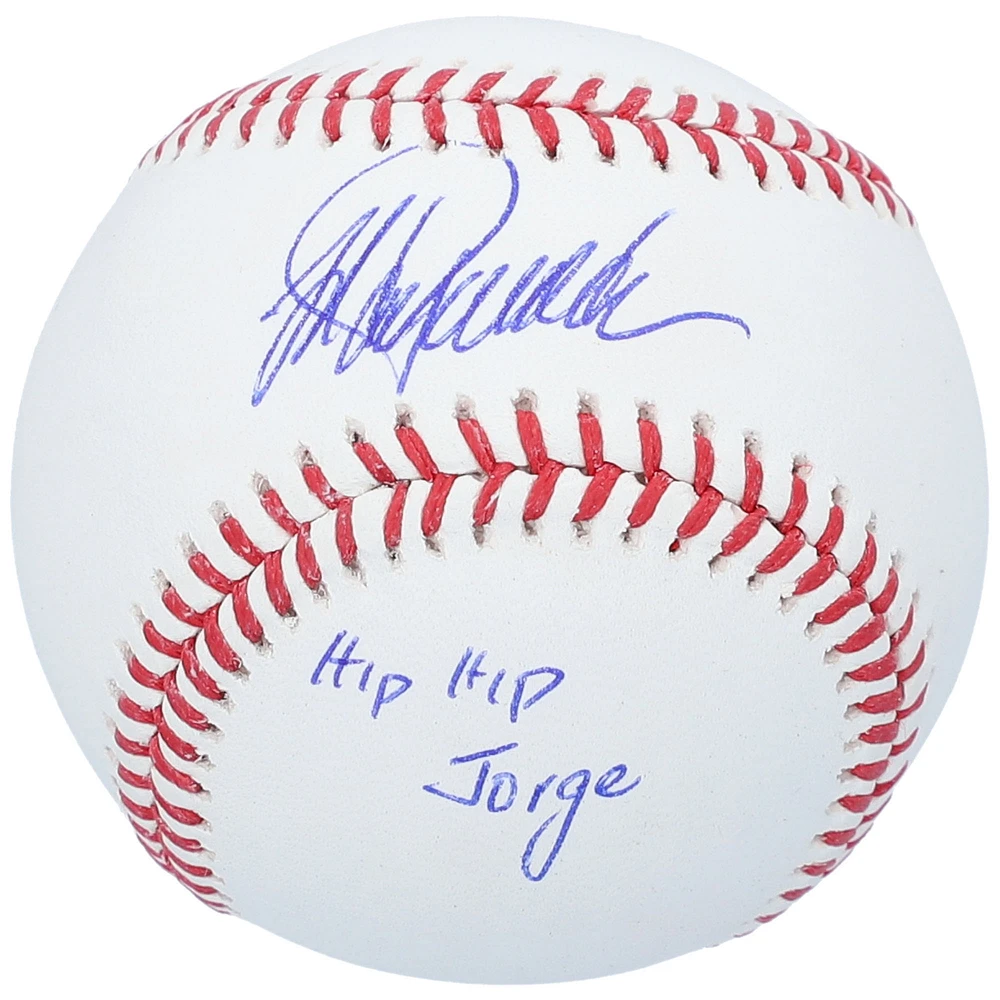 Jorge Posada New York Yankees Autographed Baseball with "Hip Hip Jorge" Inscription