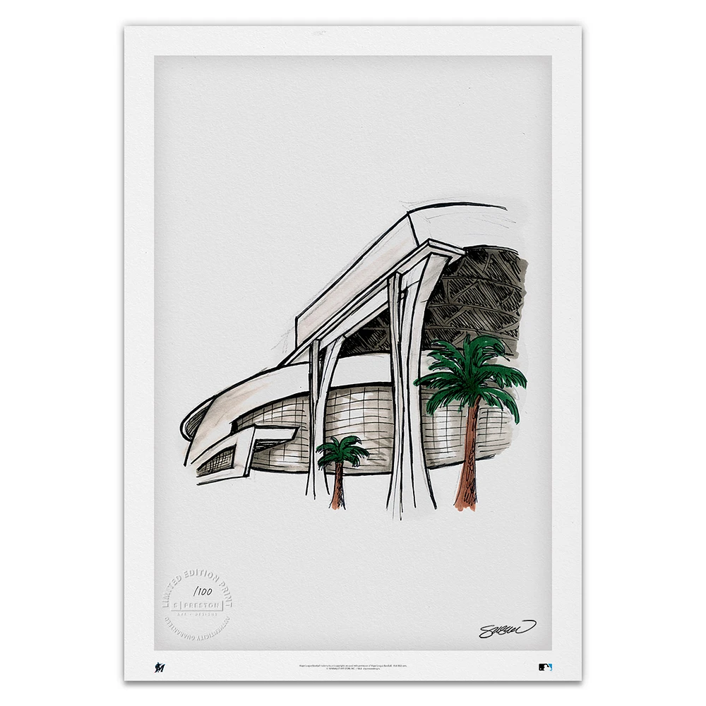 Miami Marlins 14'' x 20'' Marlins Park Limited Edition Fine Art Print