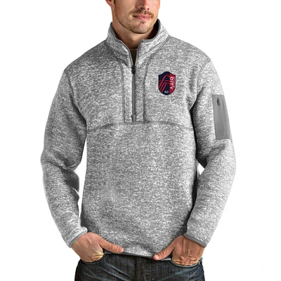 Men's Antigua Heather Gray St. Louis City SC Fortune Quarter-Zip Pullover Jacket