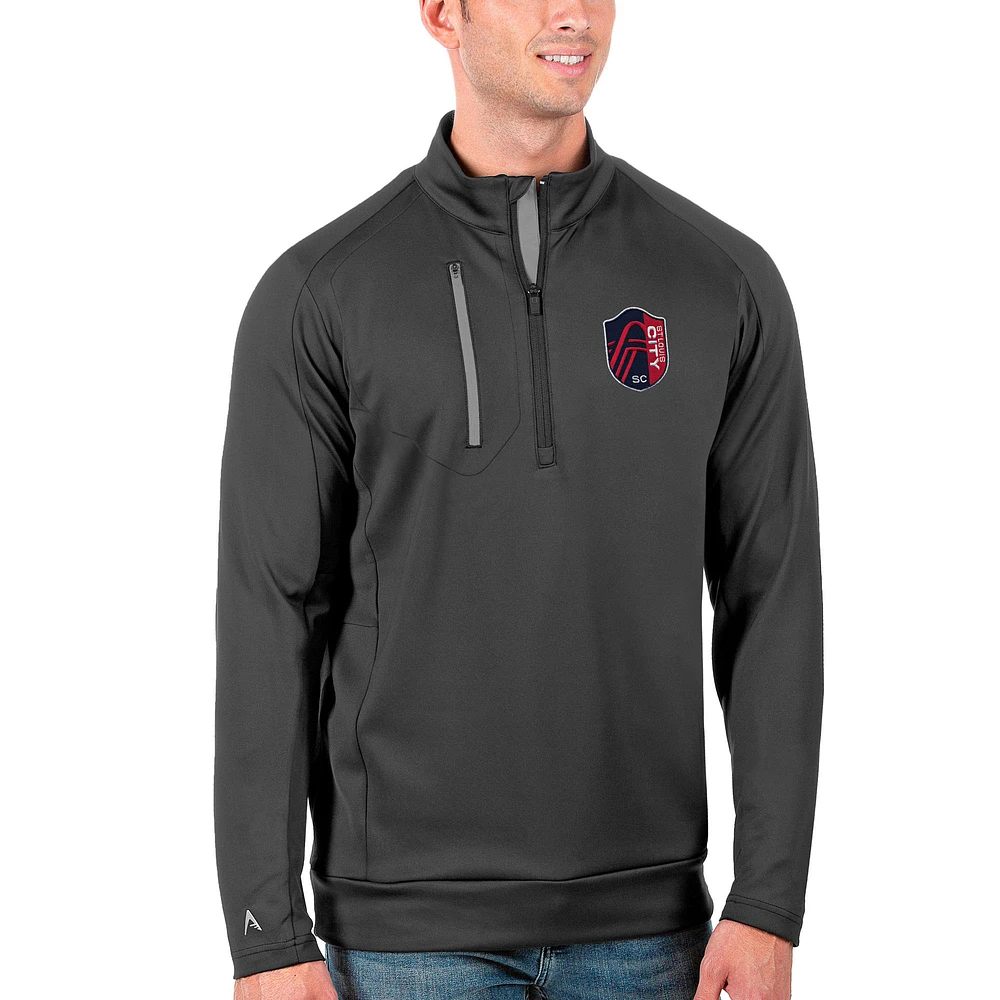 Men's Antigua Charcoal/Silver St. Louis City SC Big & Tall Generation Quarter-Zip Pullover Jacket