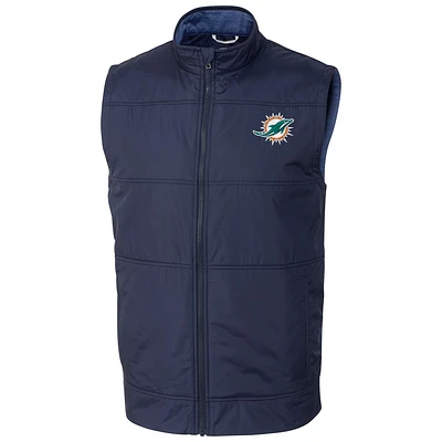 Men's Cutter & Buck Navy Miami Dolphins Stealth Full-Zip Vest