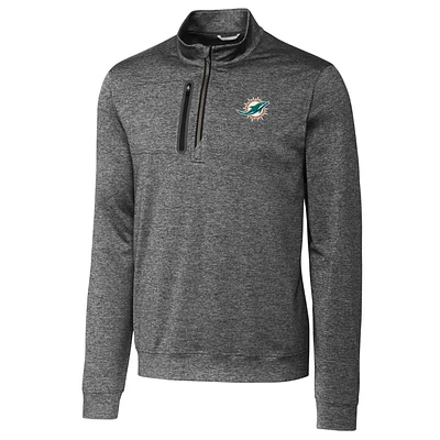 Men's Cutter & Buck Gray Miami Dolphins Stealth Quarter-Zip Jacket