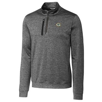 Men's Cutter & Buck Gray Green Bay Packers Stealth Quarter-Zip Jacket