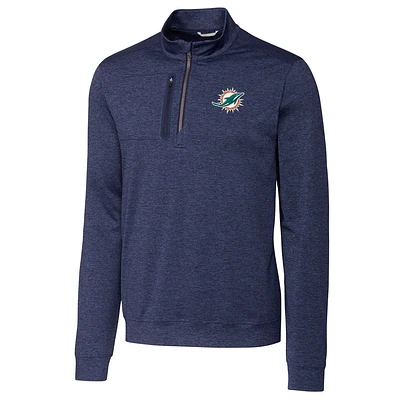 Men's Cutter & Buck Navy Miami Dolphins Stealth Quarter-Zip Jacket