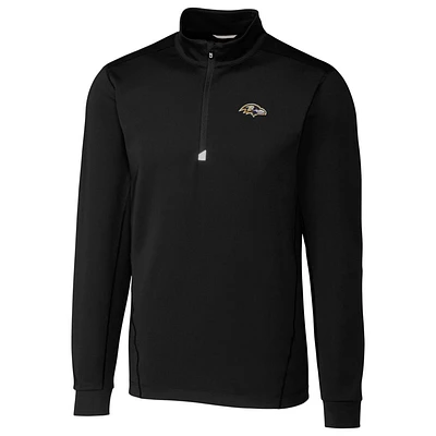 Men's Cutter & Buck Black Baltimore Ravens Traverse Quarter-Zip Pullover Jacket