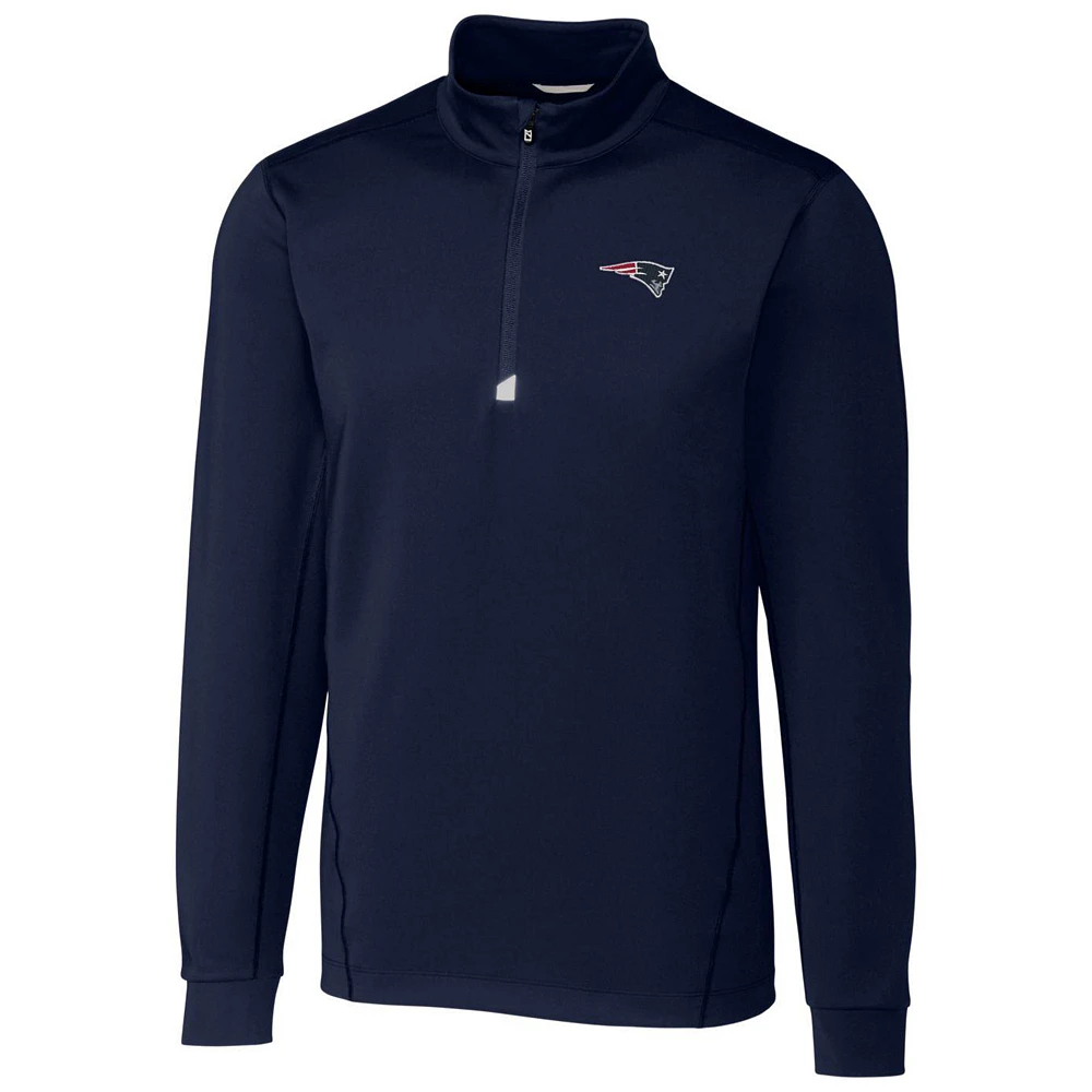 Men's Cutter & Buck Navy New England Patriots Traverse Quarter-Zip Pullover Jacket