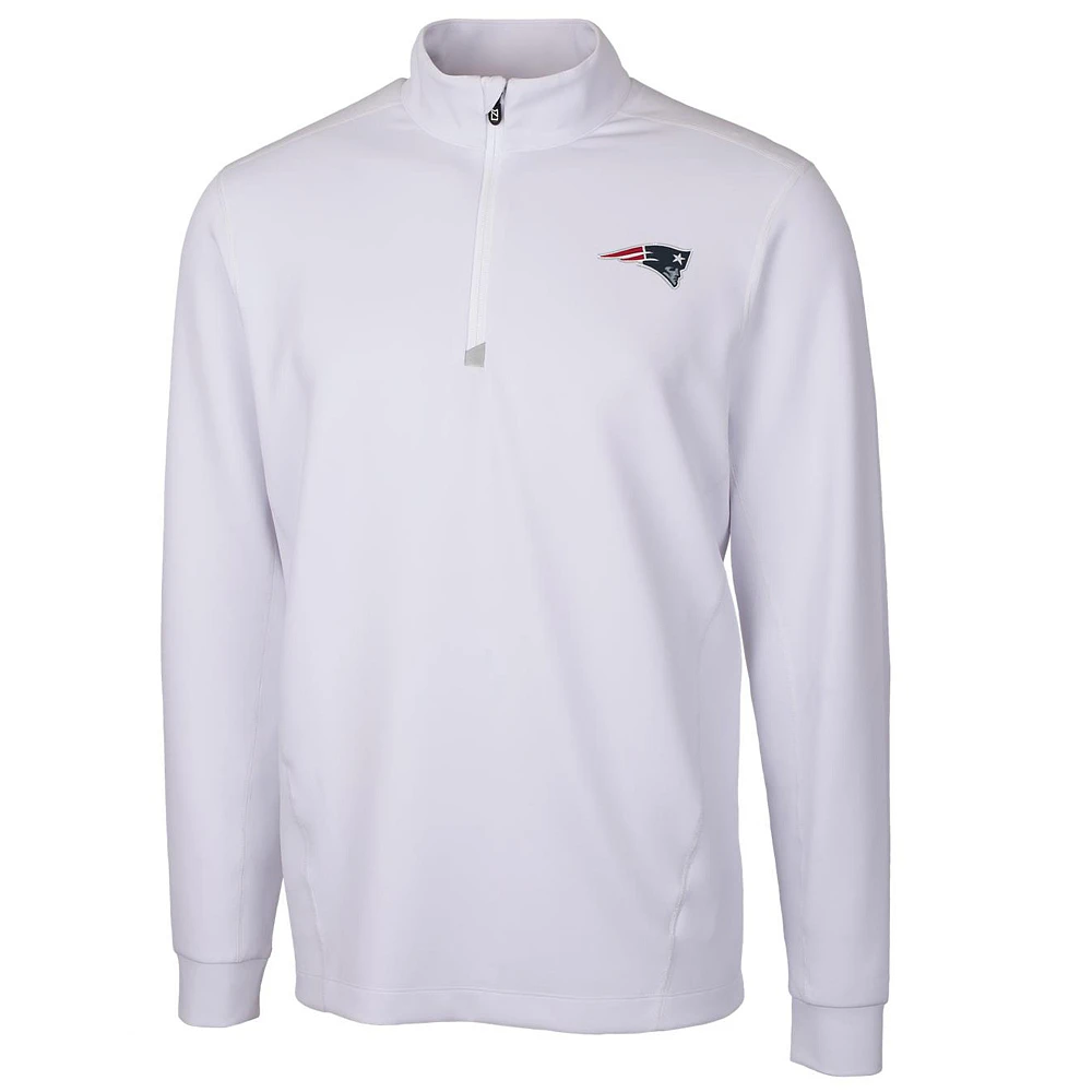 Men's Cutter & Buck White New England Patriots Traverse Quarter-Zip Pullover Jacket