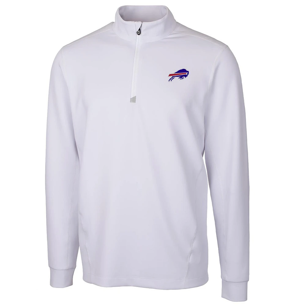 Men's Cutter & Buck White Buffalo Bills Traverse Quarter-Zip Pullover Jacket