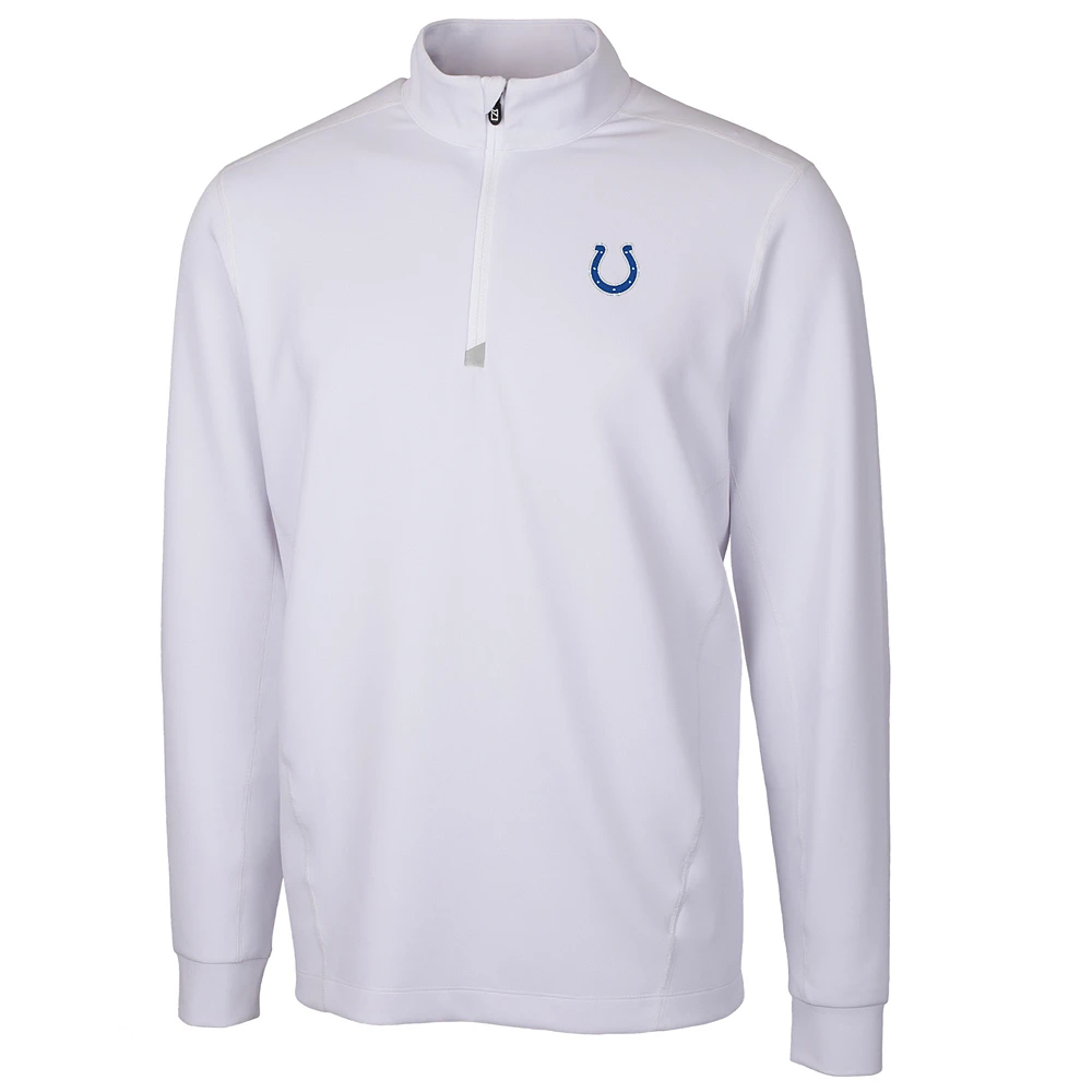 Men's Cutter & Buck White Indianapolis Colts Traverse Quarter-Zip Pullover Jacket