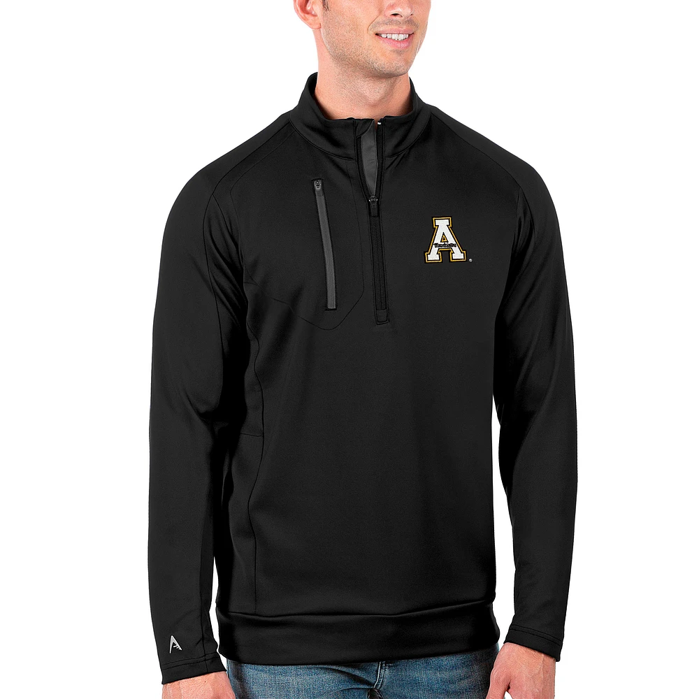 Men's Antigua Black/Charcoal Appalachian State Mountaineers Generation Half-Zip Pullover Jacket