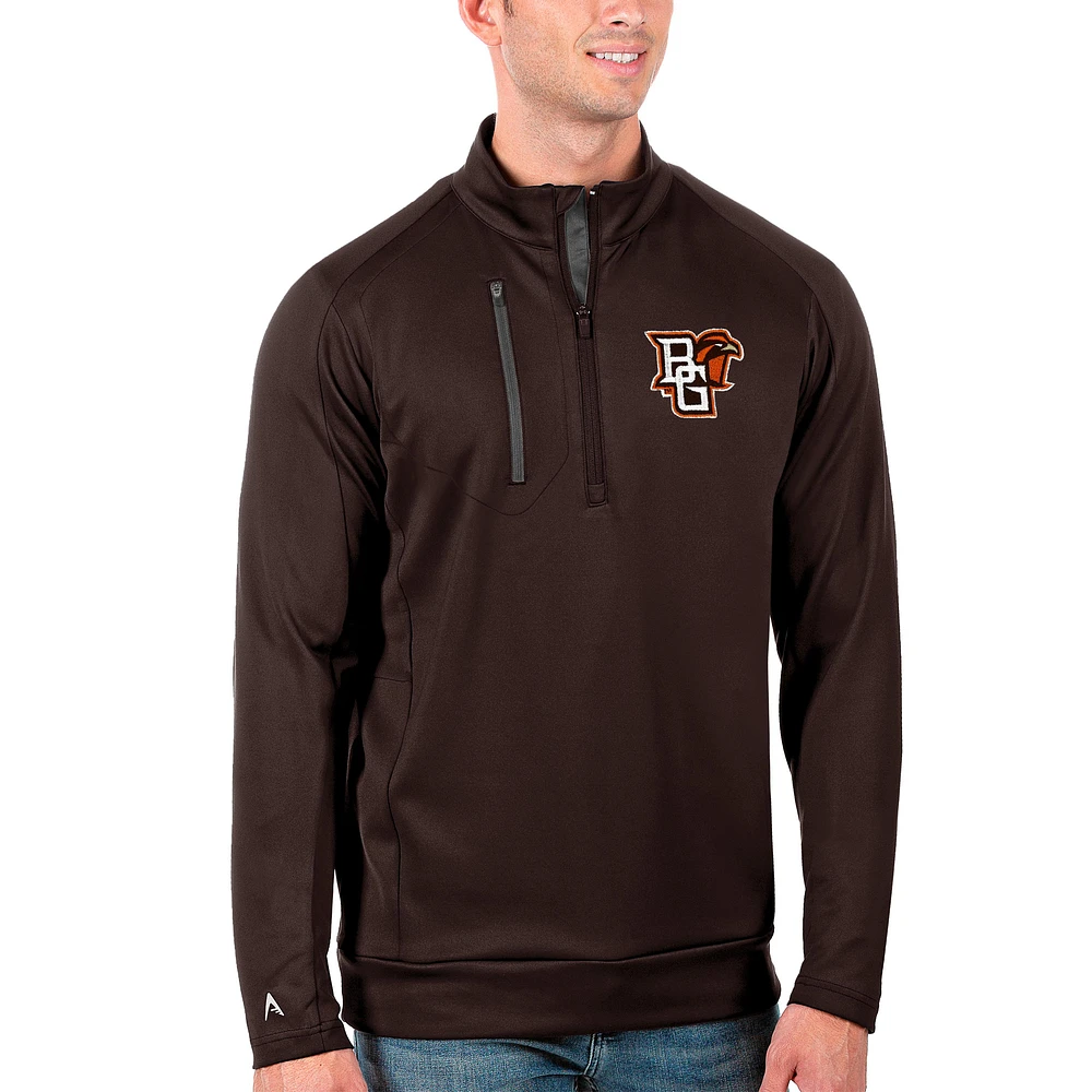 Men's Antigua Brown/Charcoal Bowling Green St. Falcons Generation Half-Zip Pullover Jacket