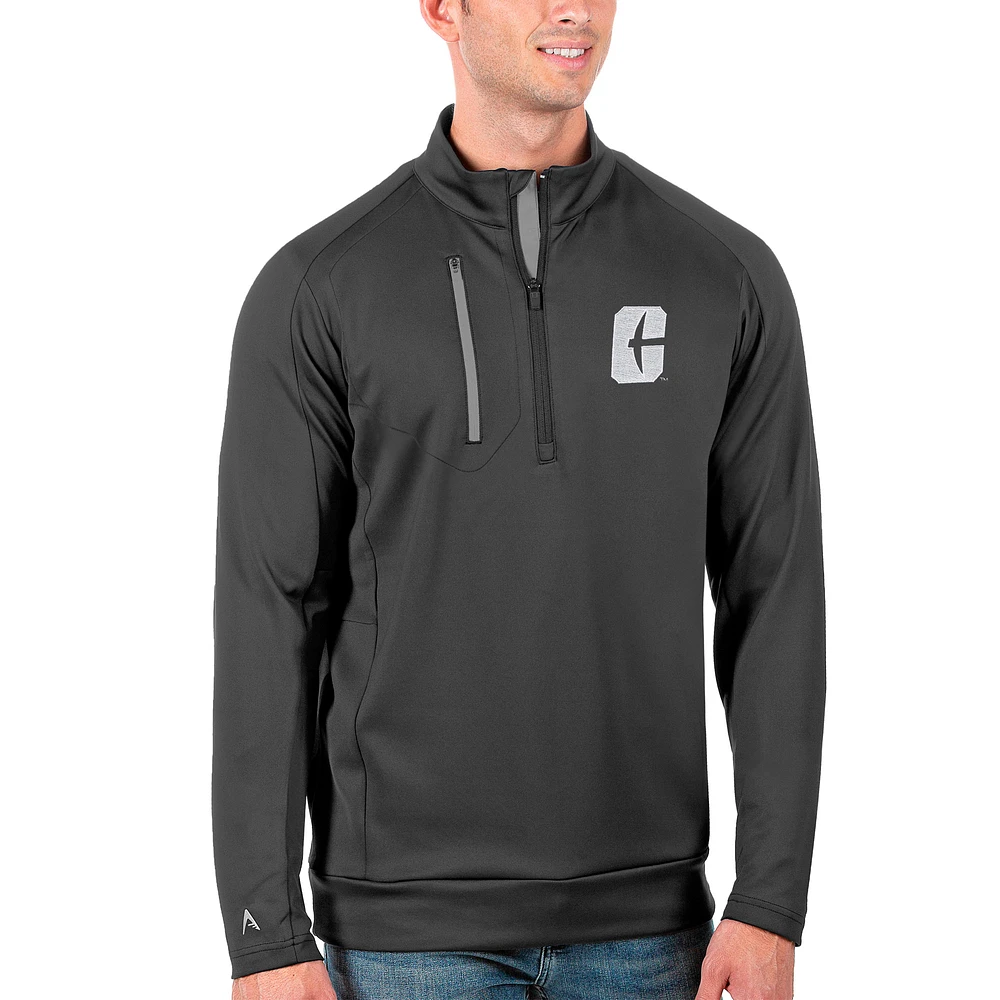 Men's Antigua Charcoal/Silver Charlotte 49ers Generation Half-Zip Pullover Jacket
